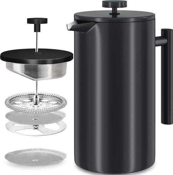 French Press Koffiezetapparaat 34oz - Cafetière a doppia parete con sistema di filtro a 3 livelli