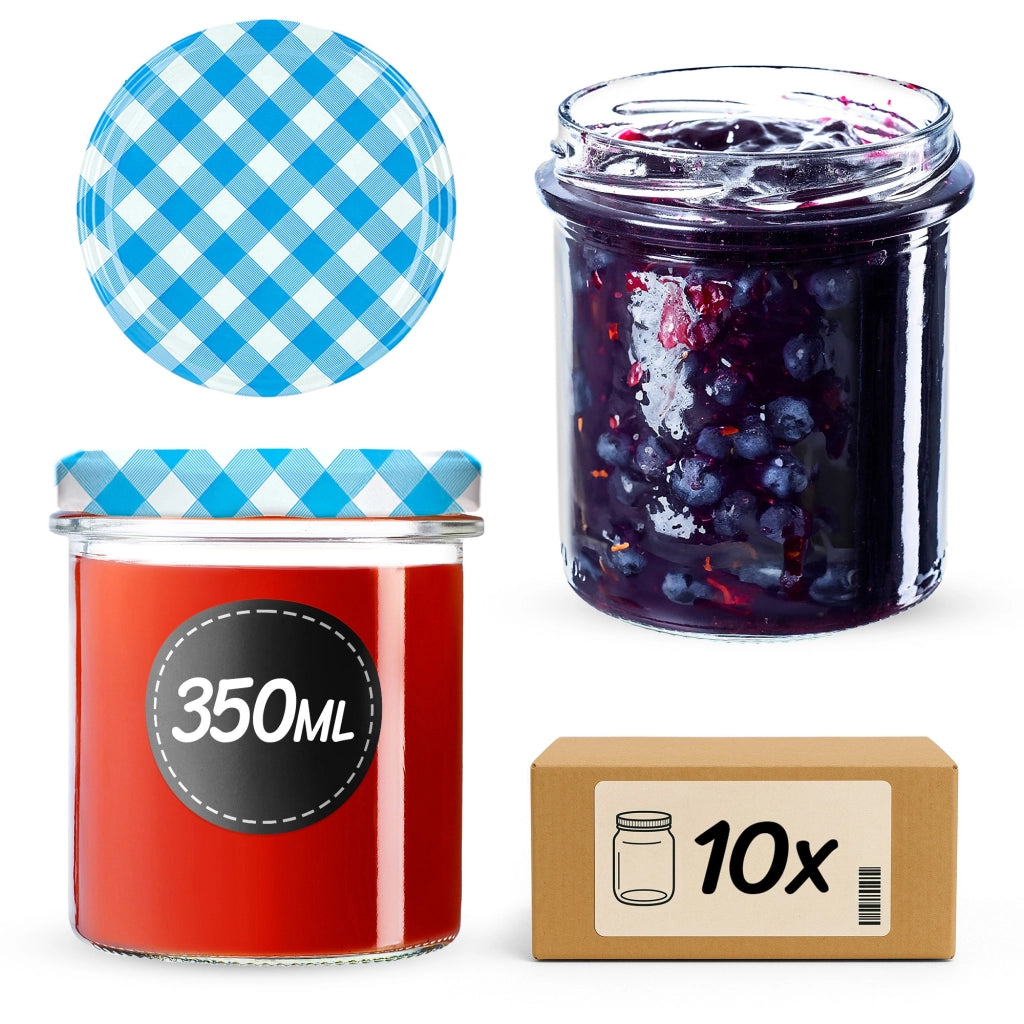 Barattoli di vetro KADAX Avila 350ml 10pz 82mm + coperchio "Blue Lattice"