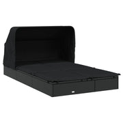 Lettino prendisole chaise longue a 2 posti con tettuccio pieghevole 213 x 118 x 97 cm nero 02_0012189