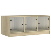 Tavolino da salotto | Tavolino da caff¨¨ | Tavolino da Soggiorno con Ante in Vetro Rovere Sonoma 102x50x42cm