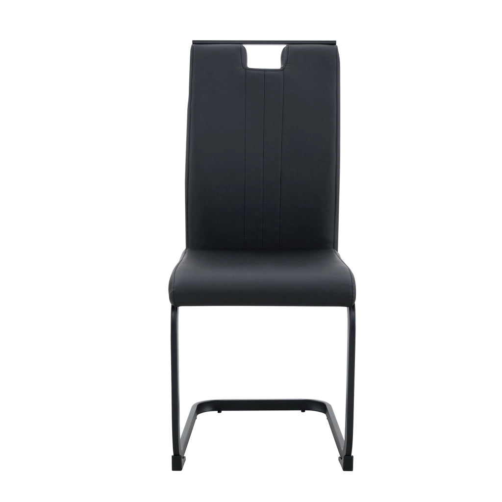Sedia da Pranzo con Schienale Ergonomico e Piedini Antiscivolo, in PU, Nero