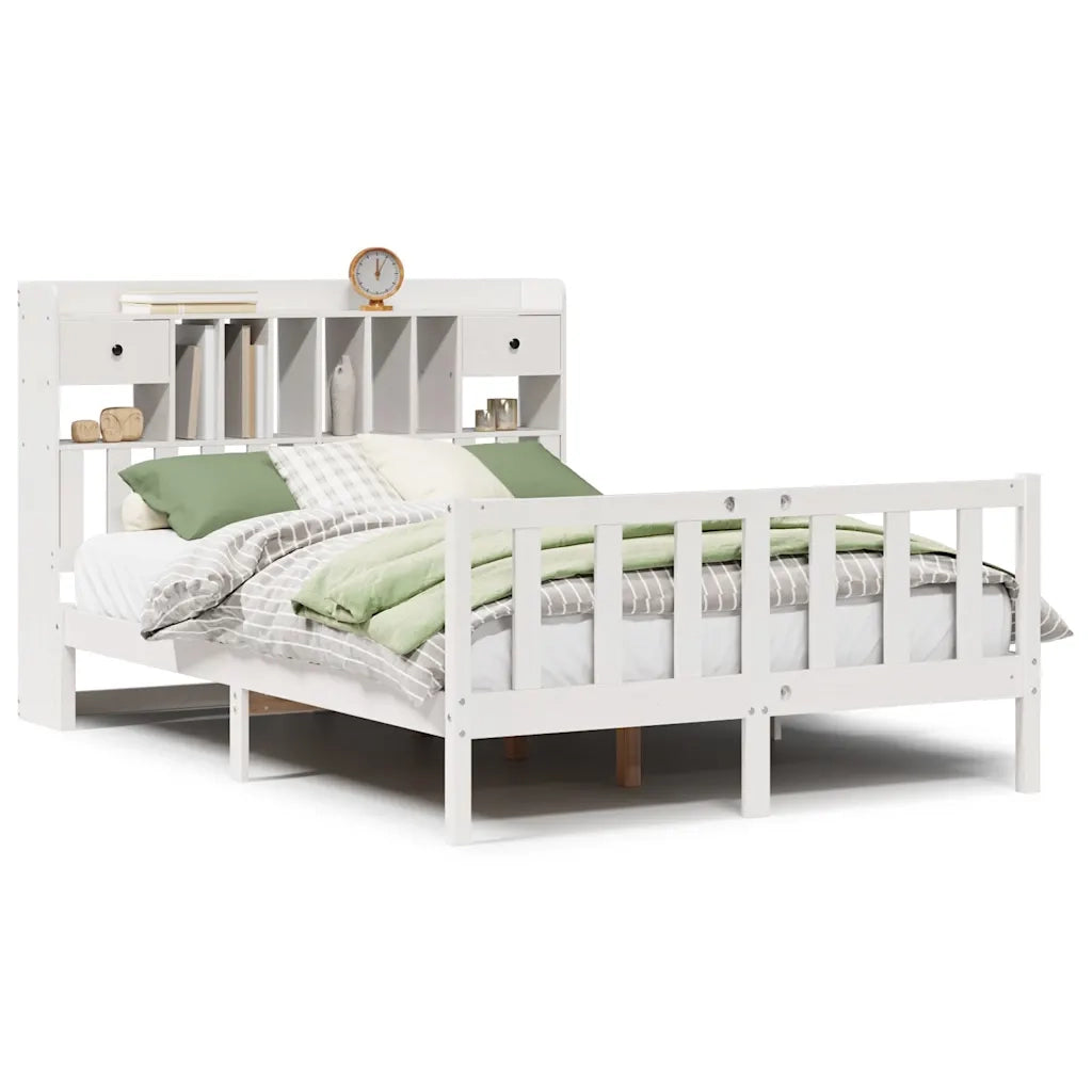 Letto Libreria senza Materasso Bianco 140x190 cm Legno di Pino 3321736