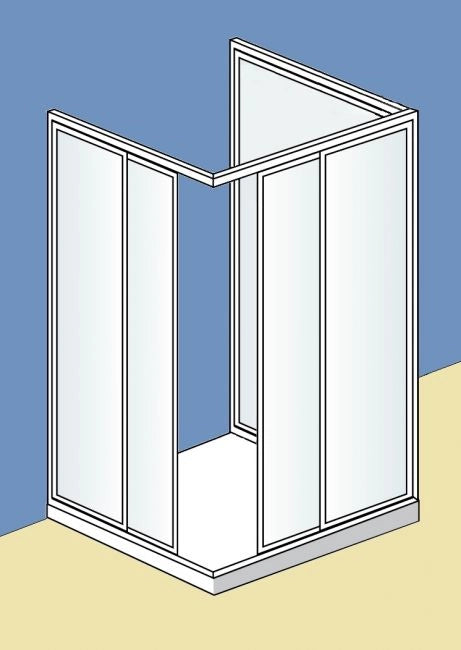Box Doccia Acrilico - 3 lati, Apertura Scorrevole Opaco Effetto Goccia - Misura: 75 x 75 x 75 x h185