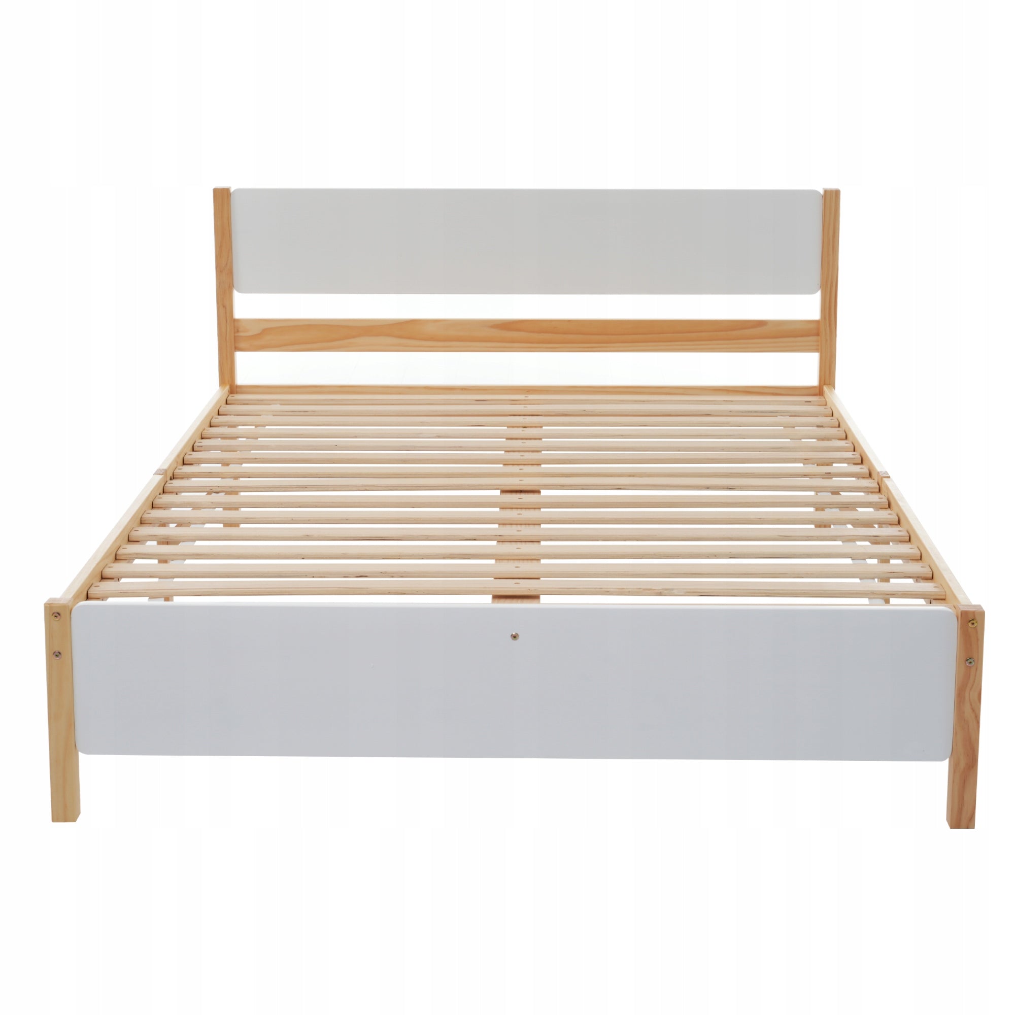 Letto matrimoniale con testiera - Xylo - 140x200 - Bianco+Legno