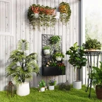 Fioriera Rialzata con Traliccio Decorativo per Rampicanti, da Terra e Parete, 61x23x113 cm, Nero