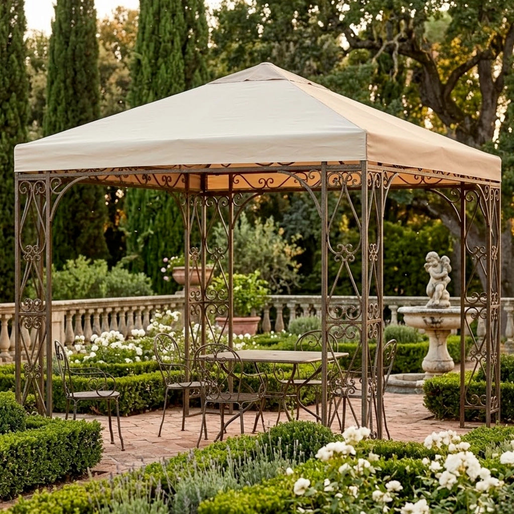 Telo Di Ricambio Per Gazebo 3x4 Metri Impermeabile In Poliestere PVC Con Protezione UV E Chiusura Rinforzata Per Giardino Terrazza Veranda Outdoor Copertura Resistente Antipioggia 300 x 400 Cm Beige