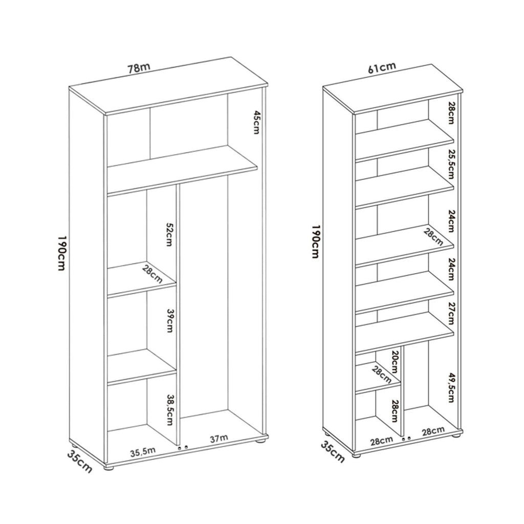 Veruno, Armadio Multiuso Grande Modulabile, 139x190h cm Marrone Rovere