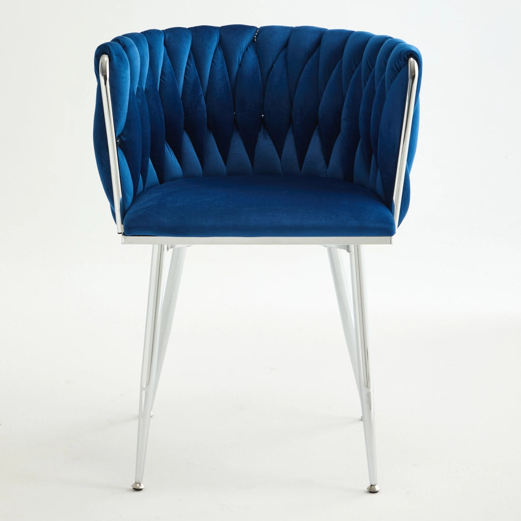 Sgabello da bar con schienale basso e struttura in metallo - in tessuto - navy