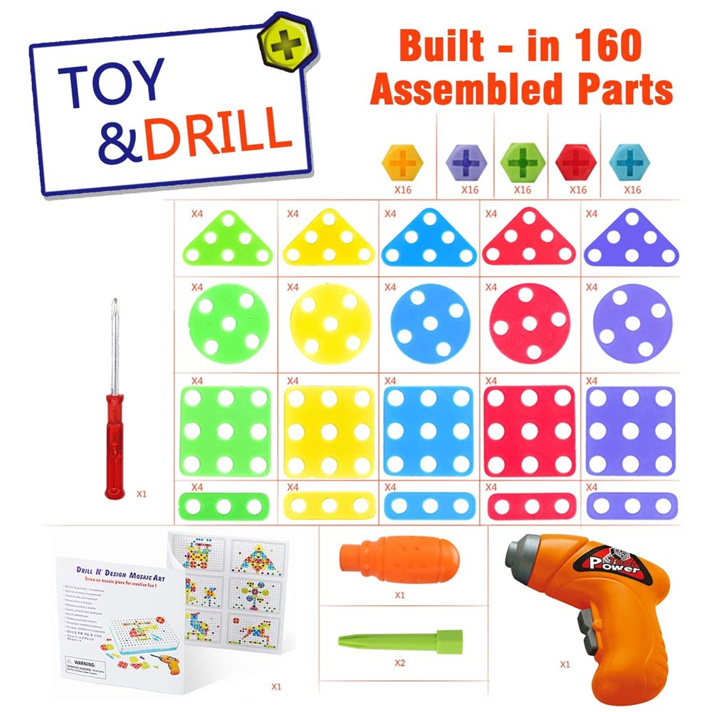 Playset Costruzioni Crea e Gioca con Trapano Avvitatore Giocattolo per Bambini