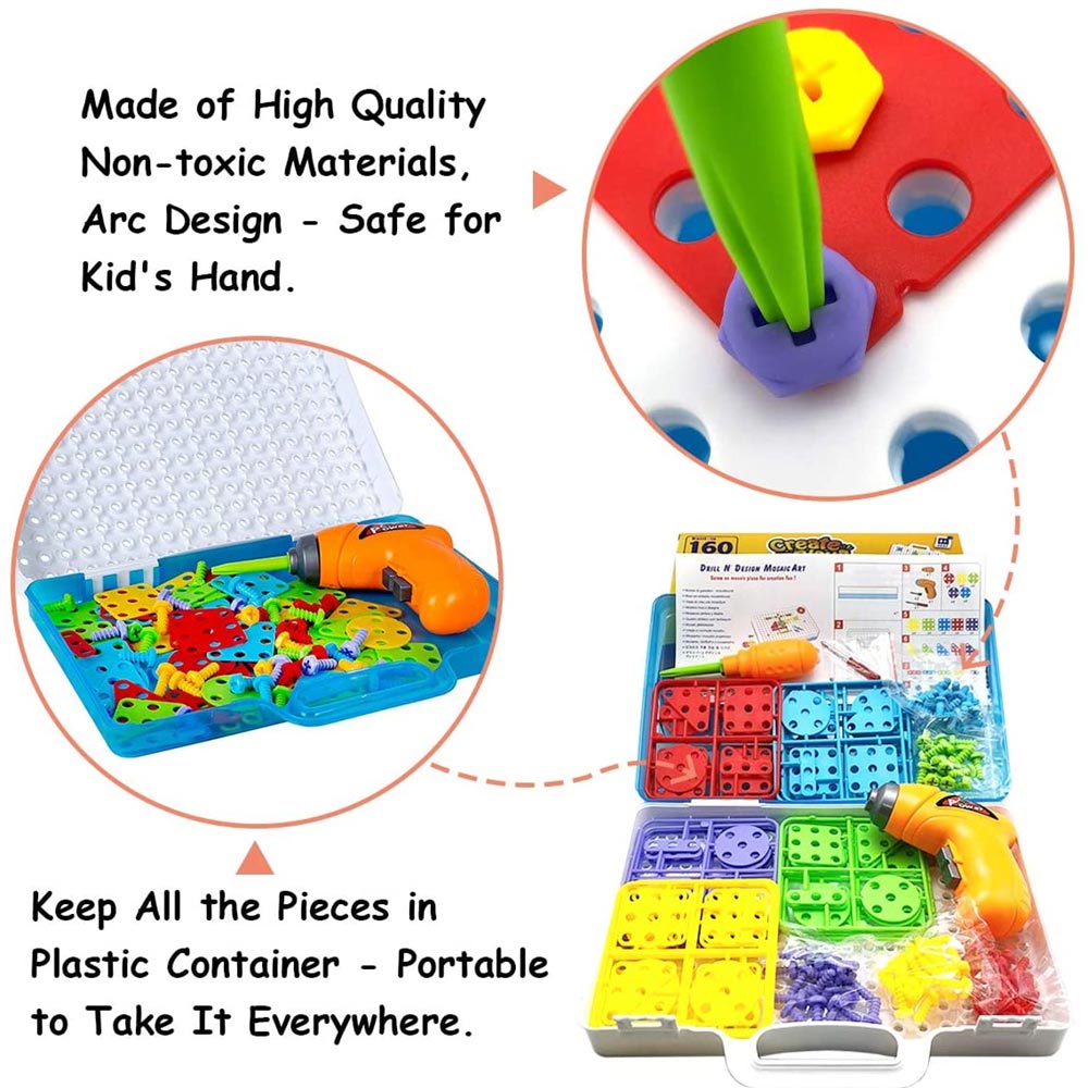 Playset Costruzioni Crea e Gioca con Trapano Avvitatore Giocattolo per Bambini