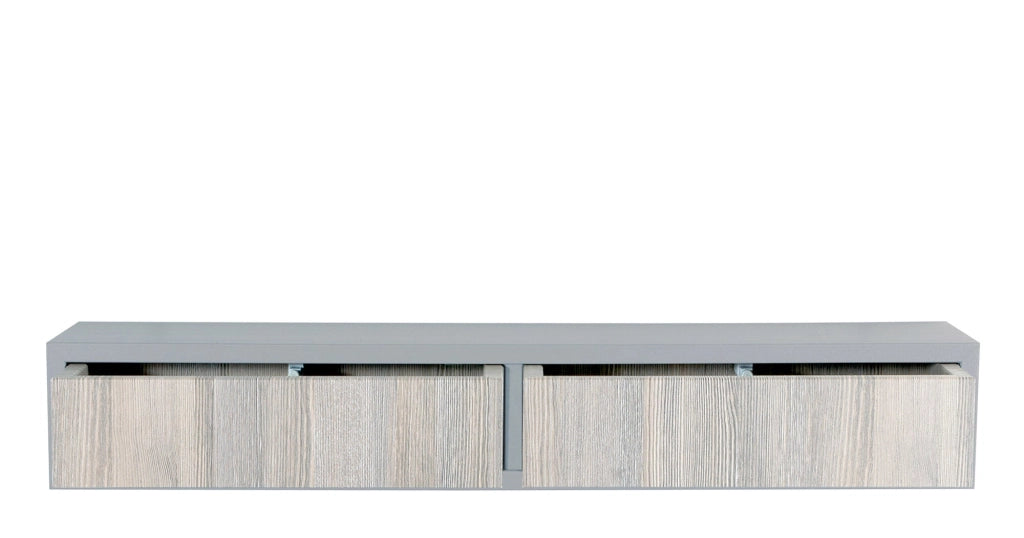 Mensola da Parete con 2 Cassetti 88,2x13,4x20 cm in Fibra di Legno Domino Sasso e Rovere Grigio