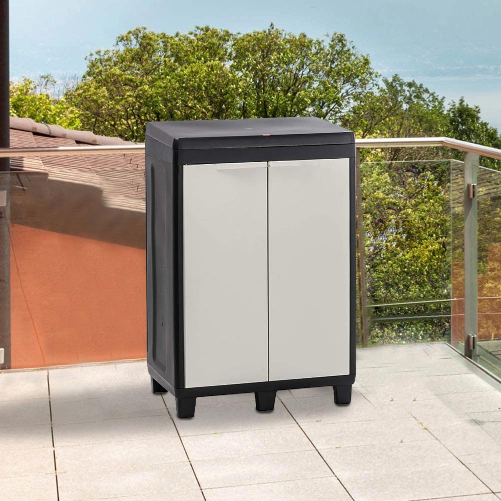 Mobile Pattumiera Raccolta Differenziata 3 Spazi 2 Ante 1 Ripiano Colore Grigio