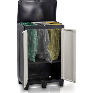 Mobile Pattumiera Raccolta Differenziata 3 Spazi 2 Ante 1 Ripiano Colore Grigio