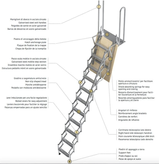 Scari PAL30070100 Scala Retrattile, Zincato, 70 X 100 Cm