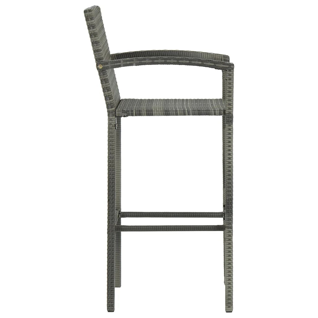 Set da bar da giardino composto da 5 pezzi con braccioli in resina intrecciata grigia 02_0014484