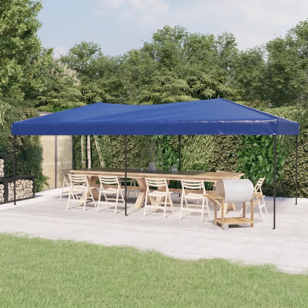 Tenda per Feste Pieghevole-Tenda Gazebo Blu 3x6 m