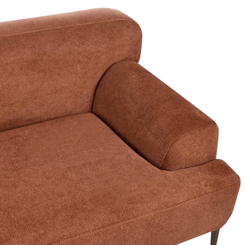 Divano a 3 posti in tessuto Marrone dorato Soggiorno Stile moderno Gambe in metallo