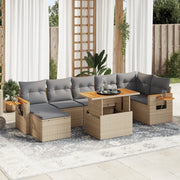 Set Divano da Giardino 8 pz con Cuscini Beige Polyrattan Acacia 3327629