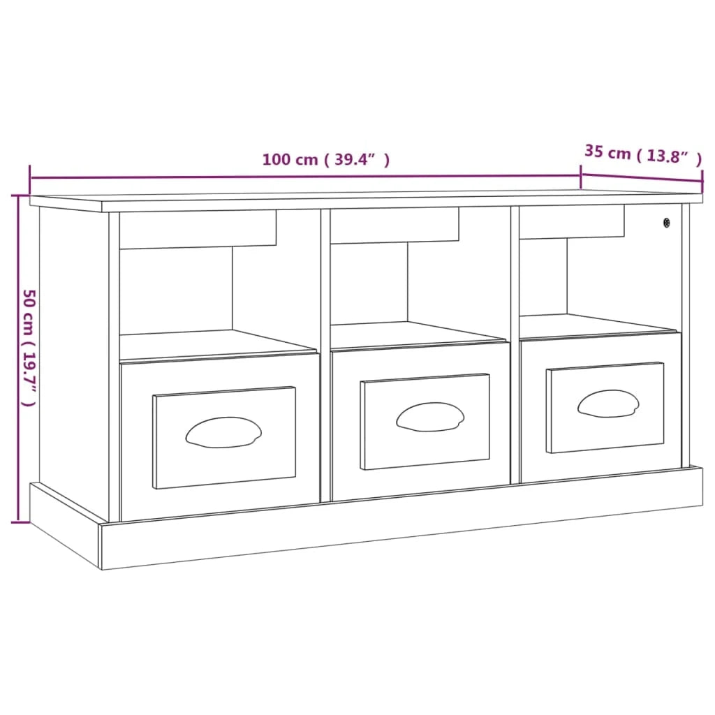 Mobile TV multimediale mensola TV credenza TV sala da pranzo soggiorno camera da letto Sonoma 100 x 35 x 50 cm legno ingegnerizzato grigio 02_0028336