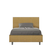 Letto una piazza e mezza contenitore imbottito 120x210 tessuto Labirinto 6 giallo Adele