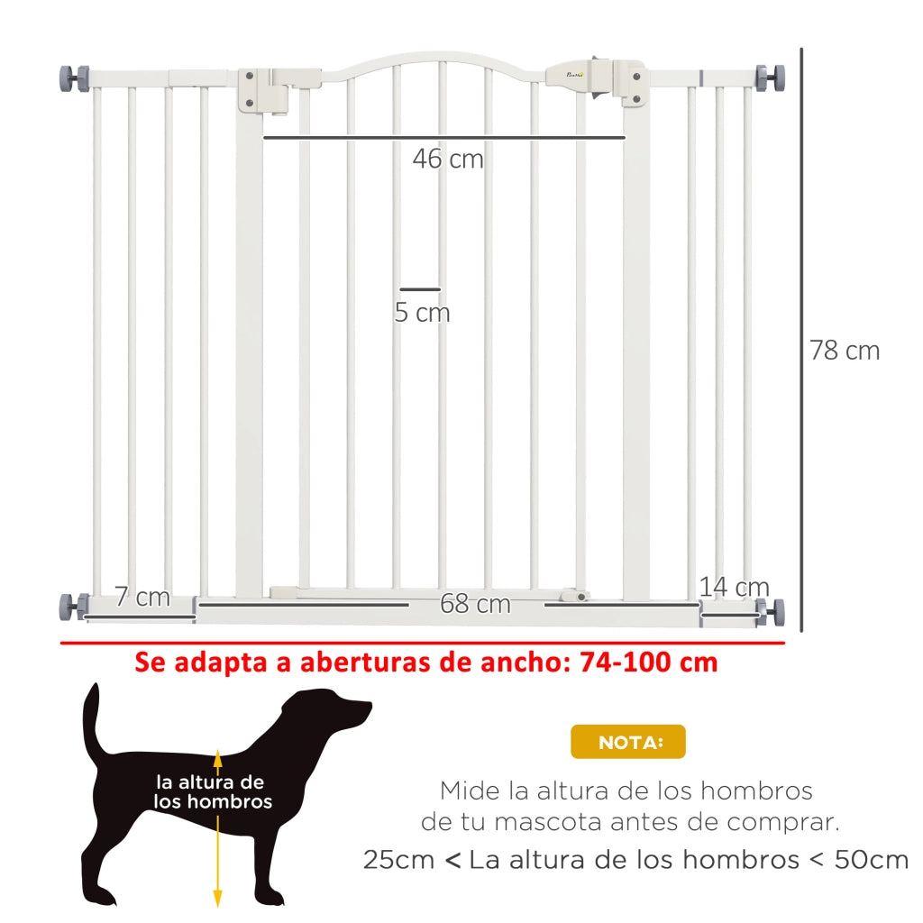 Porta per Cani Regolabile 76-104 cm ¨C zephmum ¨C Bianco