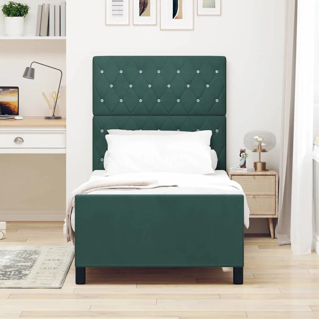 Letto a molle con testiera Verde Scuro 90 x 200 cm Velluto 3344852