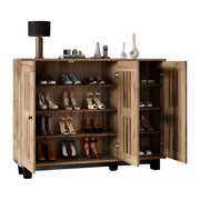 Credenza con 3 Ante e 8 Scomparti per Soggiorno Camera Ufficio Ingresso in Legno 120 × 32 × 92 cm