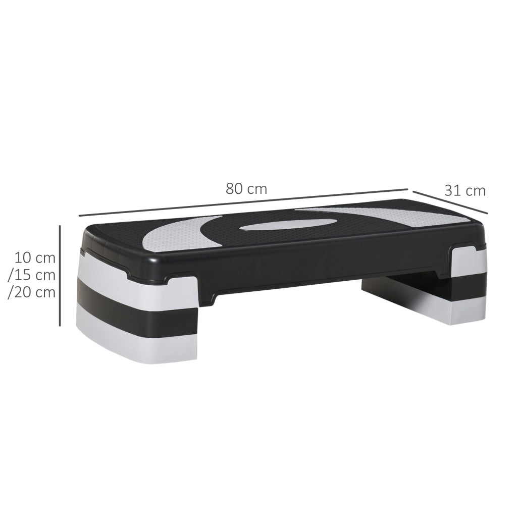 Stepper Fitness Aerobico ¨C zephmum ¨C Altezza Regolabile 10/15/20 cm, Superficie Antiscivolo 80x31x20 cm, Nero Grigio