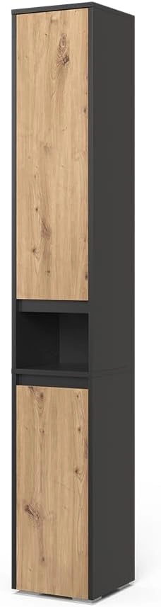 Armadio per il bagno Majest, Antracite/Artisan, 30.2 x 191.5 cm con 2 porte