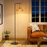 ZMH Lampada da Terra Boho Nera Paralume Corda Moderna 164cm E27 per Soggiorno Camera da Letto Senza Lampadine