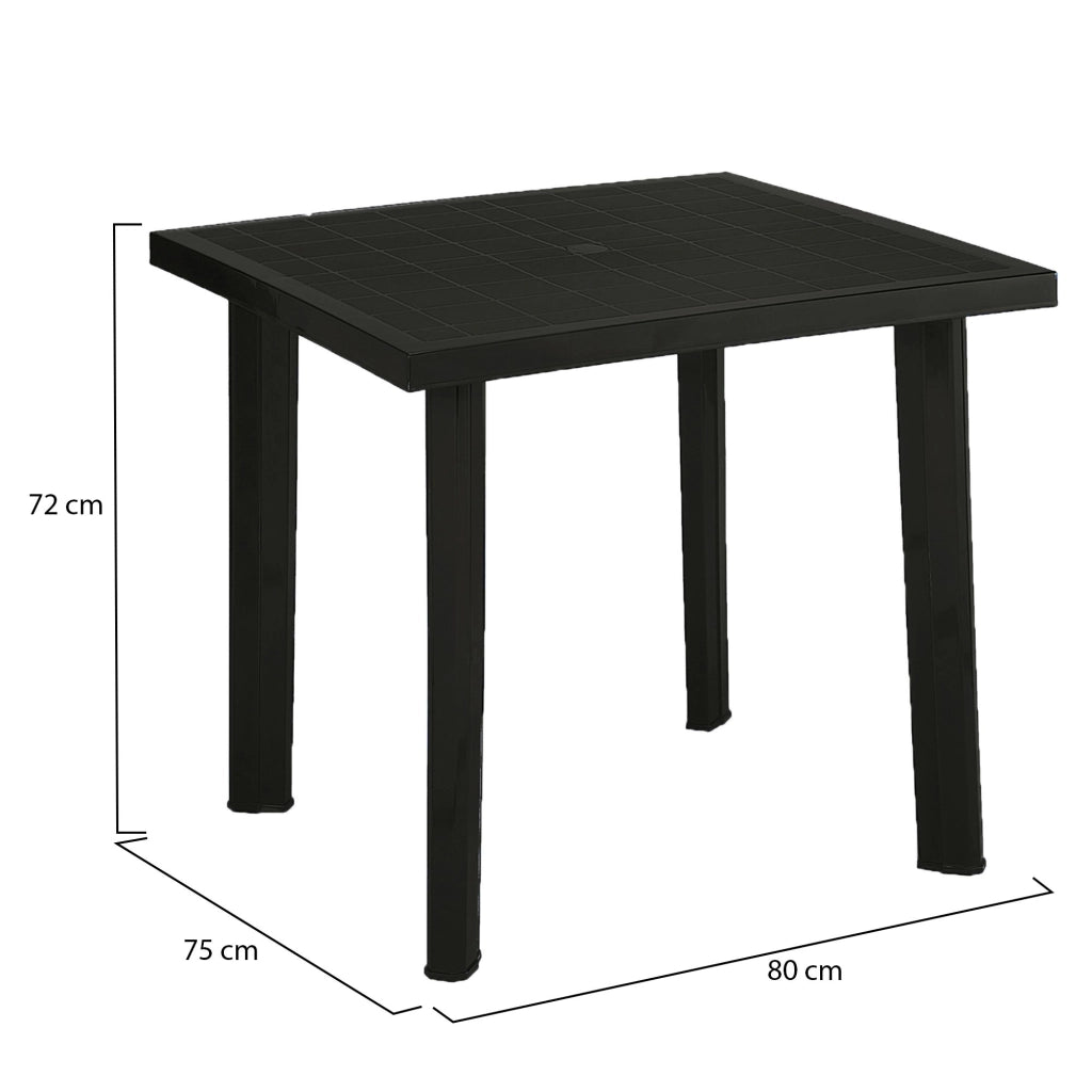 Tessner, Tavolo da Esterno 4 Posti Made in Italy, 80x75x72h cm Nero Antracite