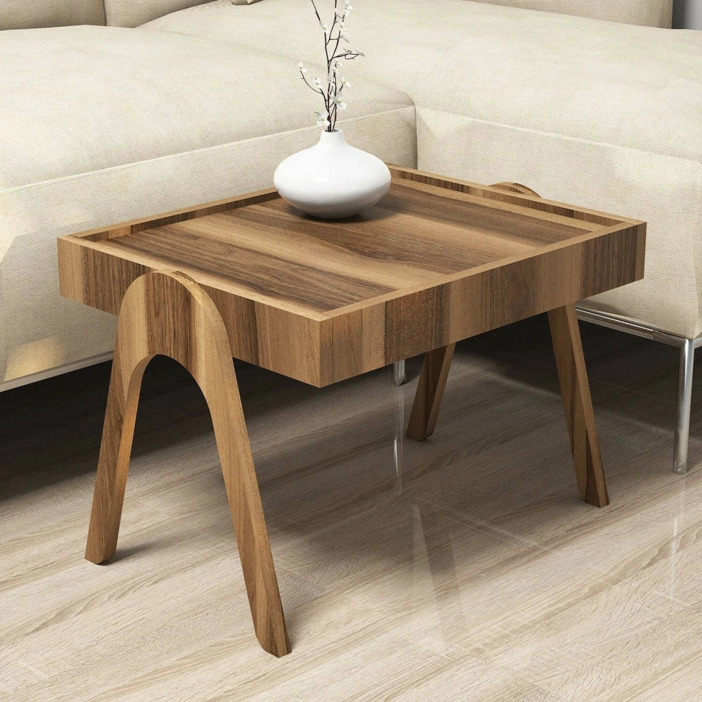 Strembo, Tavolino da Salotto Forma Rettangolare, 40x53.6x64h cm Marrone Noce