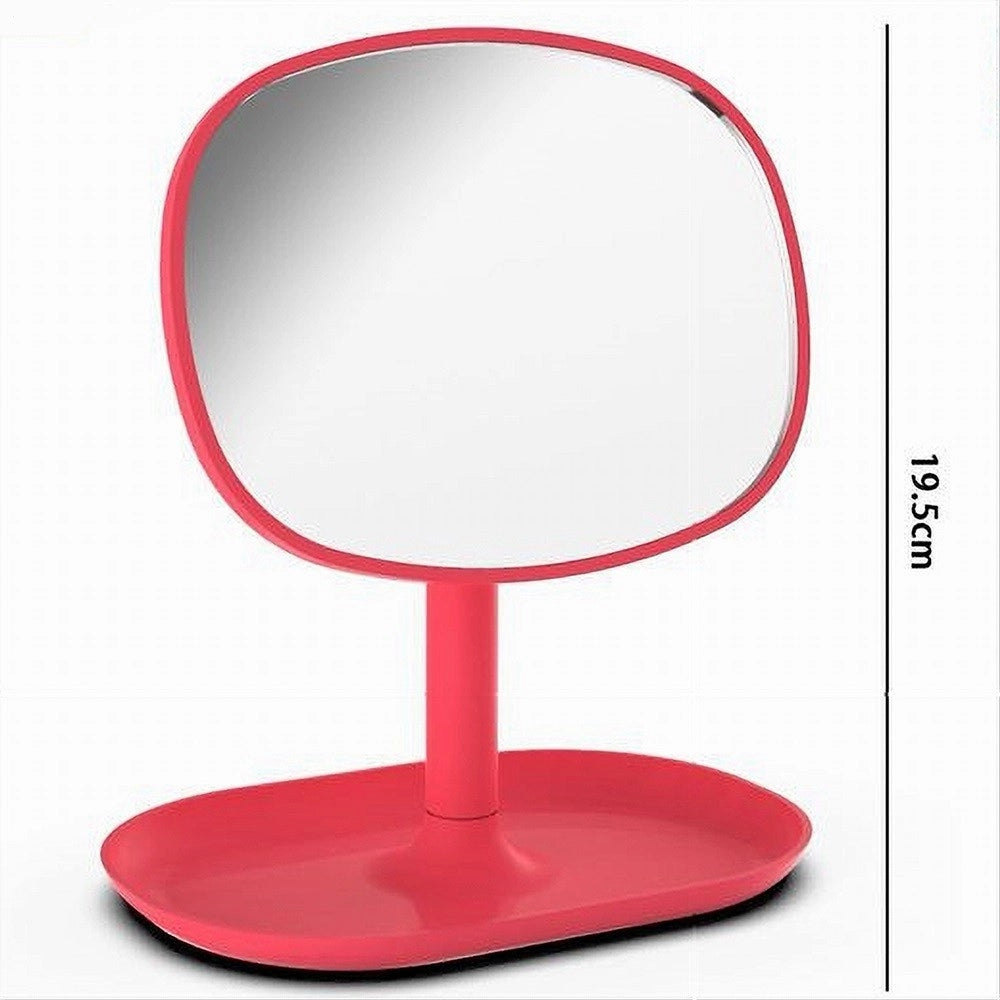 Trade Shop - Specchio Trucco Tavolo 19.5 Cm Arredo Bagno Casa Con Vassoio Make Up Fuxia 69907 -
