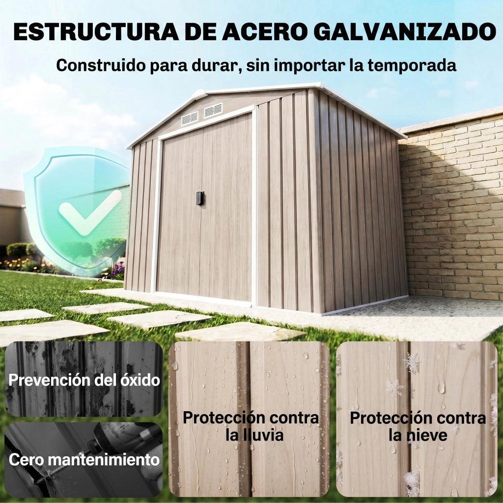 Casetta da Giardino 2,42 m2 Effetto Legno ¨C Xylo ¨C 213x130x185 cm con 2 Porte Scorrevoli