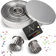 Set di stampi per biscotti in acciaio inossidabile a forma di biscotto 12 pezzi anelli rotondi ondulati set di stampi per biscotti con scatola di conservazione