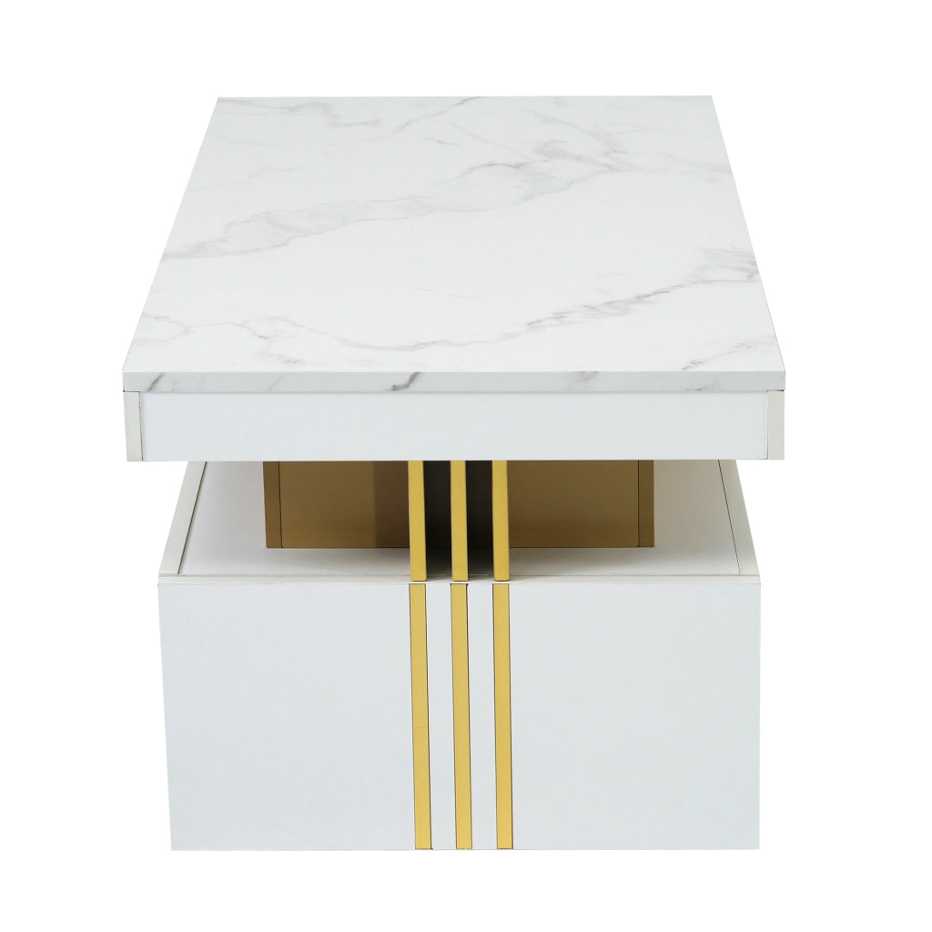 TAVOLINO DA SALOTTO Rettangolare 100x50x40 cm Bianco con 2 cassetti