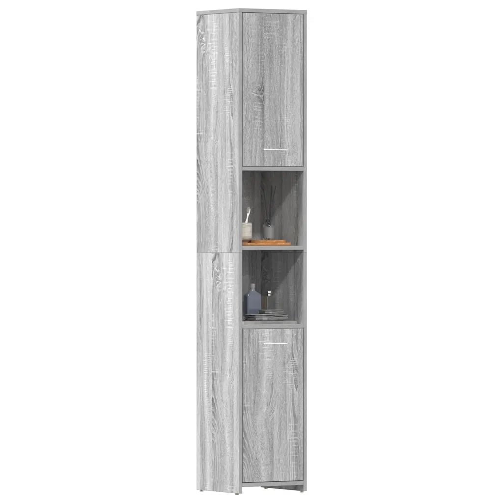 Armadietto Bagno Grigio Sonoma 30x30x183,5 cm Legno Multistrato cod mxl 12914