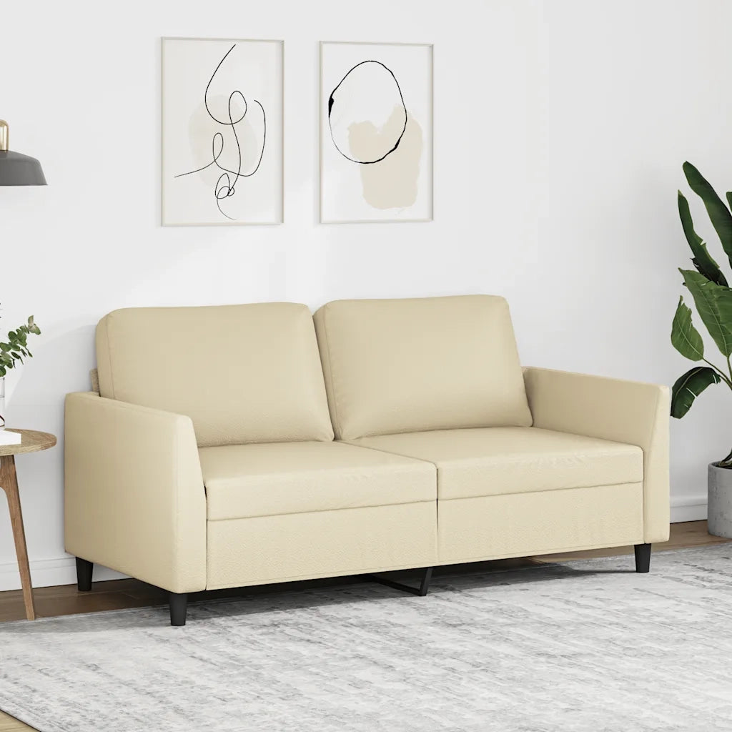 Divano a 2 Posti Crema 140 cm in Similpelle 359334