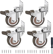 Set di ruote per mobili, carico massimo 44 kg, con freno, con 4 ruote inclinabili, gomma, piccola, 25 mm, ruote L con carico massimo 44 kg, ruote silenziose per il trasporto con 20 viti, ruote con chiave per mobili, armadi, cassetti