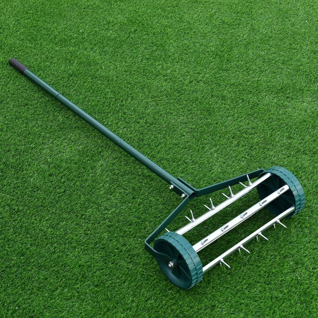 Aeratore per Prato a Rullo, Scarificatore per Prato Giardino con Ruote e Manico