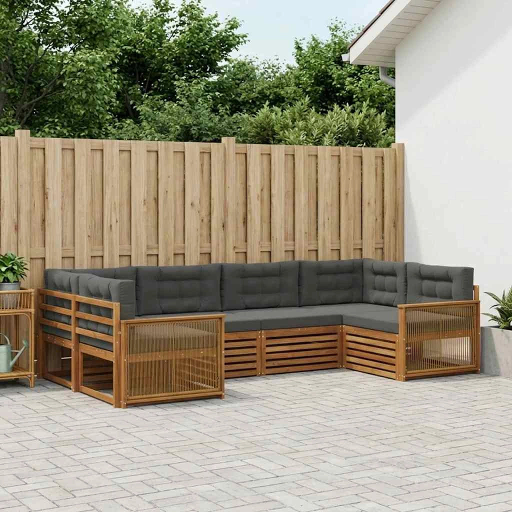 Set di divani da esterno 6 pz Naturale e Antracite 3383780