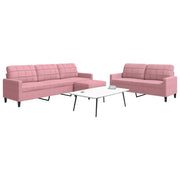 Set di Divani 3 pz con Cuscini rosa in Velluto