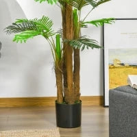 Palma Artificiale in Vaso con 42 Foglie, Pianta Finta Realistica per Interno ed Esterno, 185cm