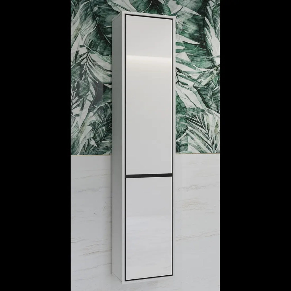 Colonna sospesa da bagno collezione GOBI colore bianco e nero.