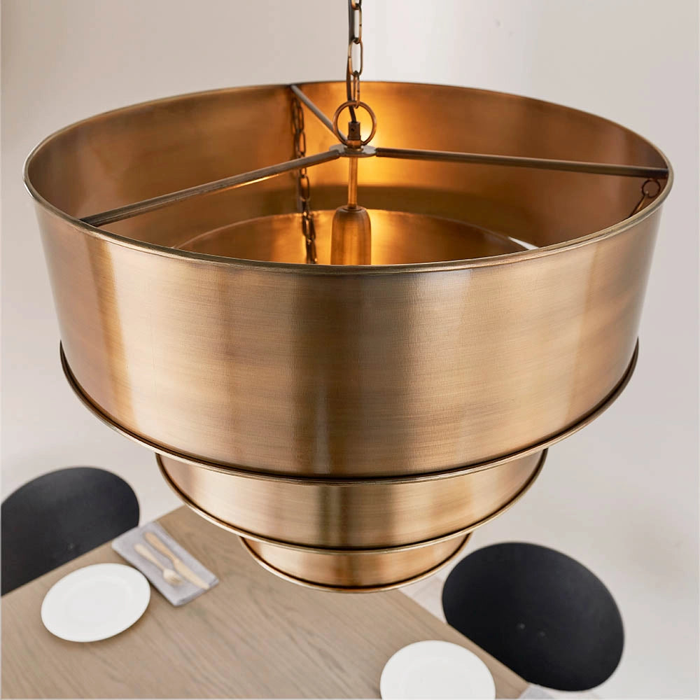 Lampada sospensione industriale ottone 3 cilindri E27 Endon