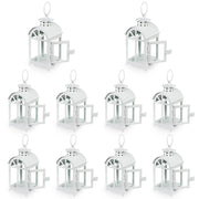 10 lanterne portacandela decorative in metallo bianco quadrate cm 7 x 7 x h20
