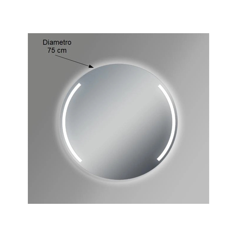 Specchio da Parete Rotondo Diametro 75 cm spessore 4 mm Retroilluminazione a LED