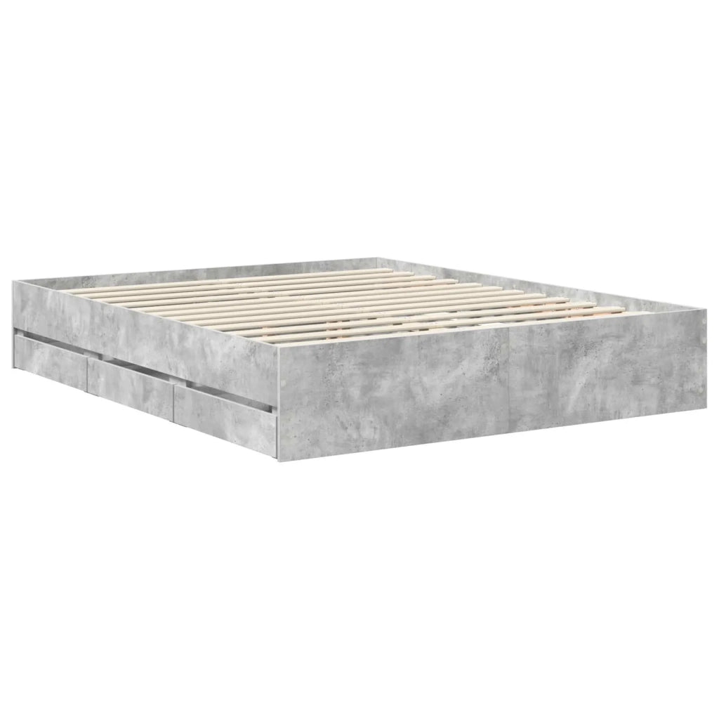 Struttura del letto con cassetto Grigio cemento 160 x 200 cm