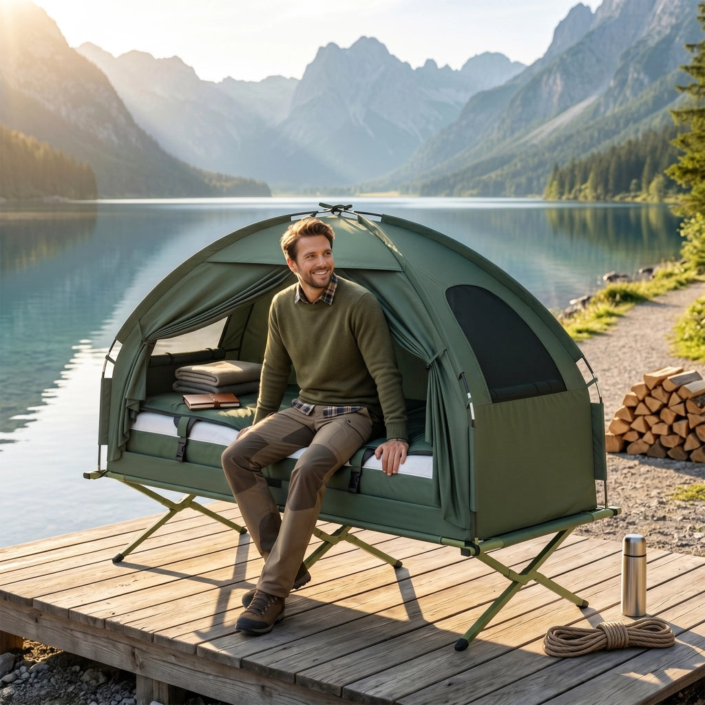 Letto da campo con materasso ¨C zephmum ¨C verde scuro