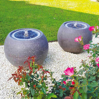 Sfera Cascata Artificiale da Giardino Ø50x44 cm in Fibrocemento con LED e Pompa Grigia